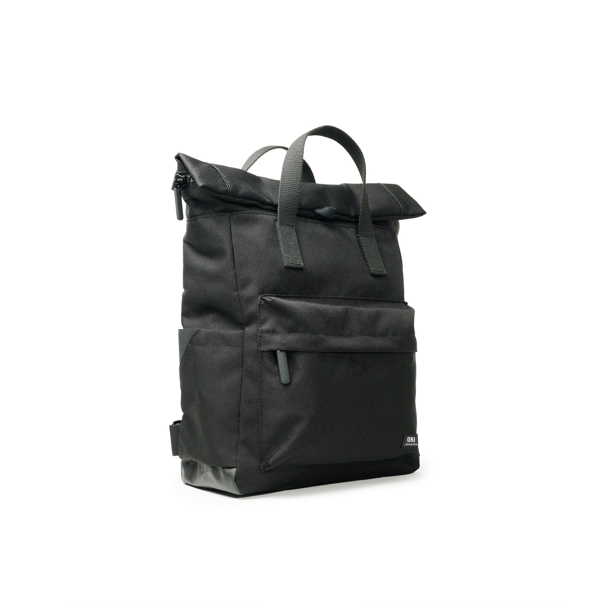 All Black Canfield Roll Top Backpack in Ash