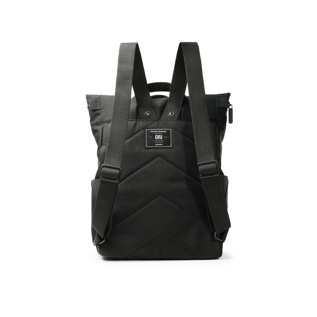 All Black Canfield Roll Top Backpack in Ash