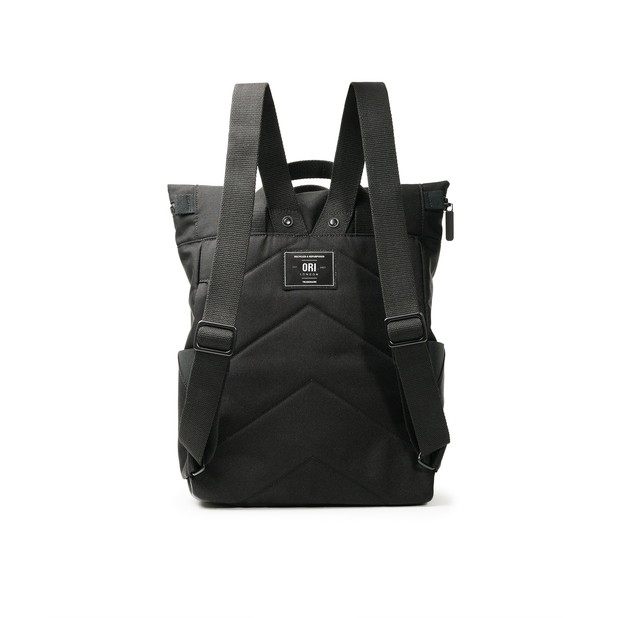 All Black Canfield Roll Top Backpack in Ash