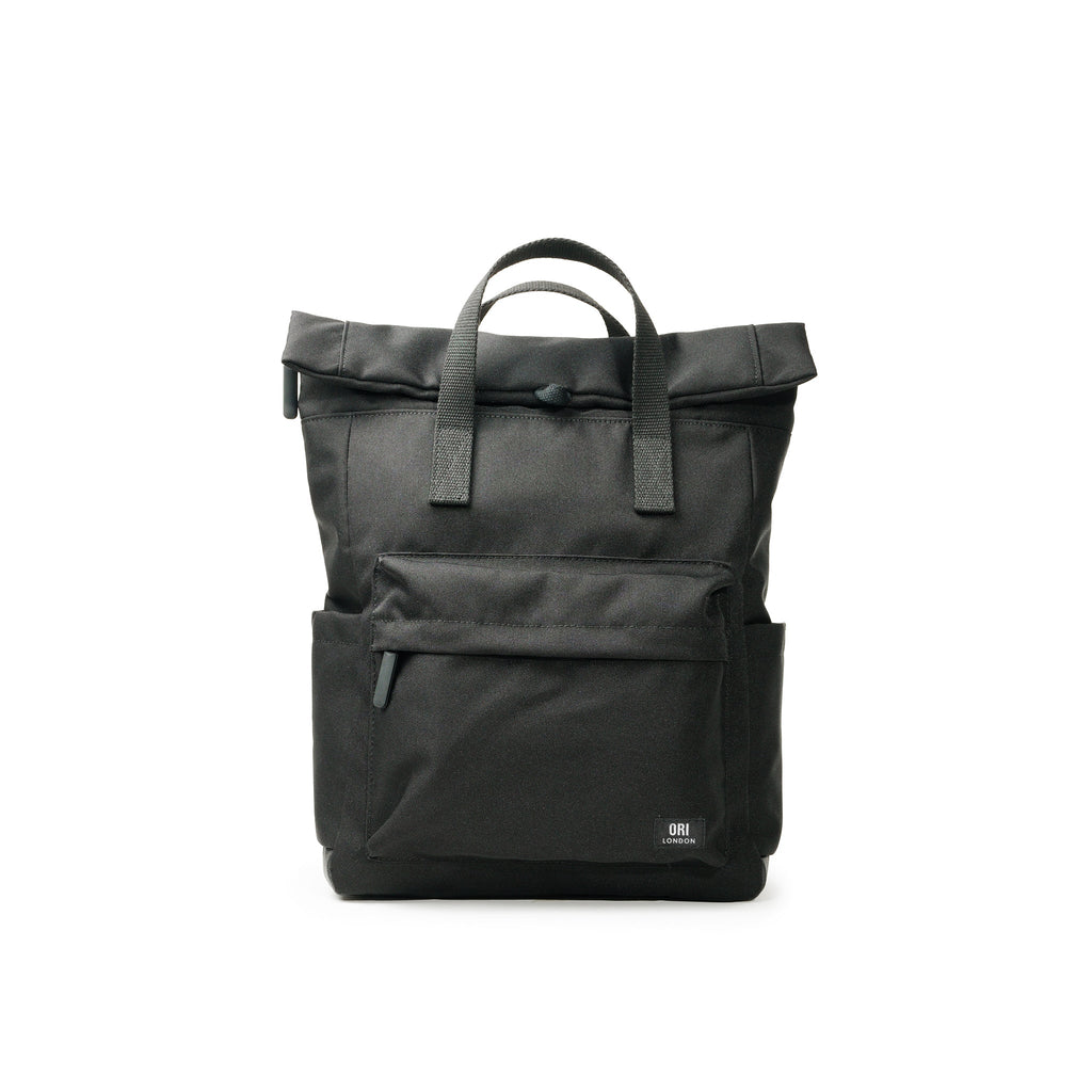 All Black Canfield Roll Top Backpack in Ash