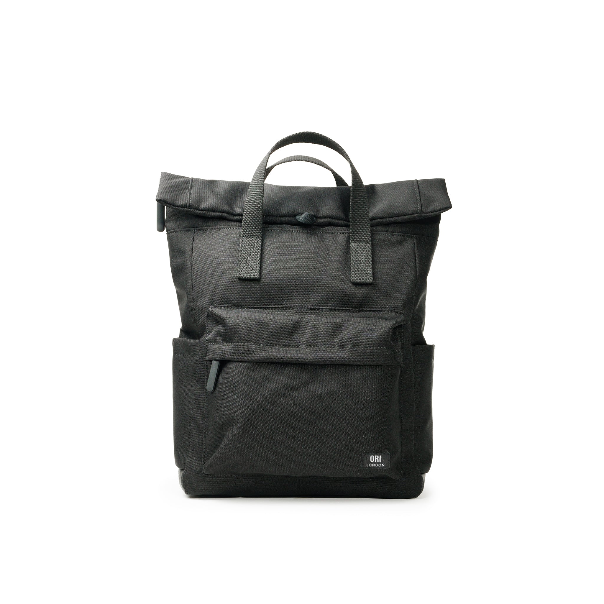 All Black Canfield Roll Top Backpack in Ash