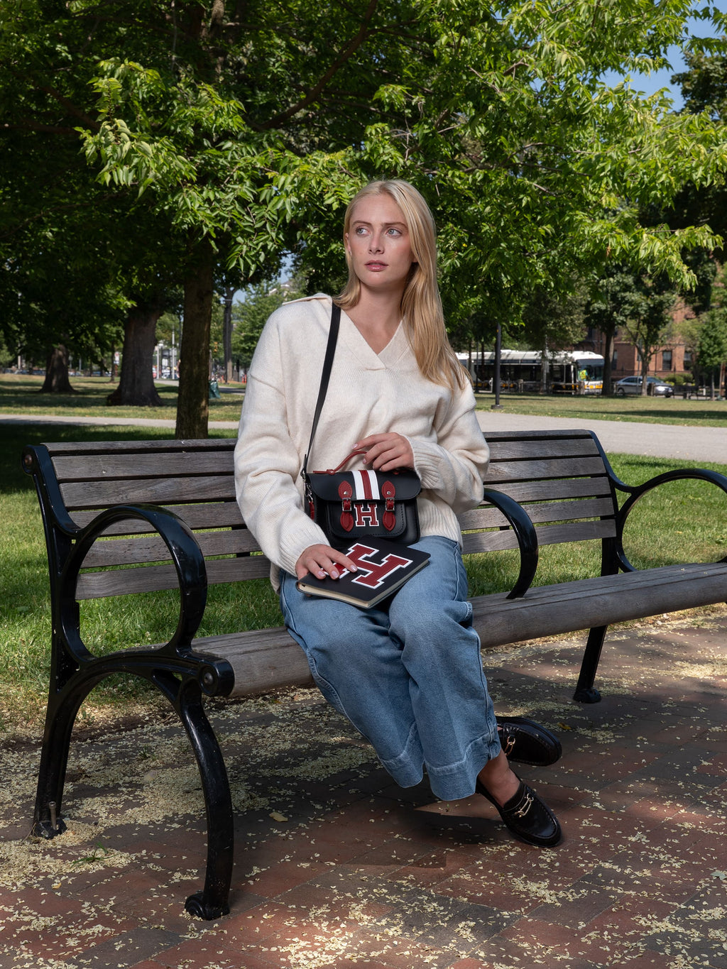 The Mini - Black with Harvard Stripe