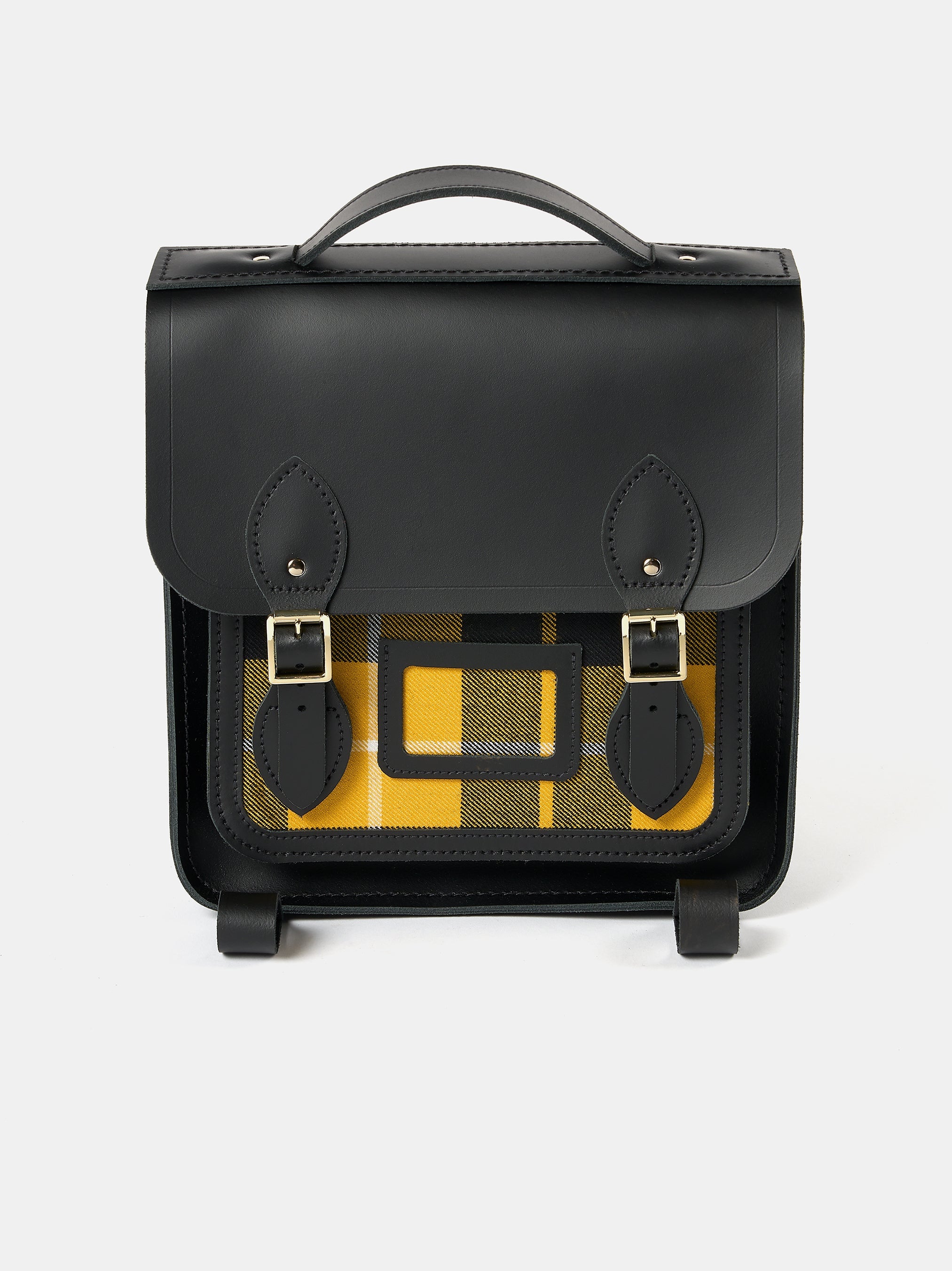 The Small Portrait Backpack - Black with Yellow Tartan