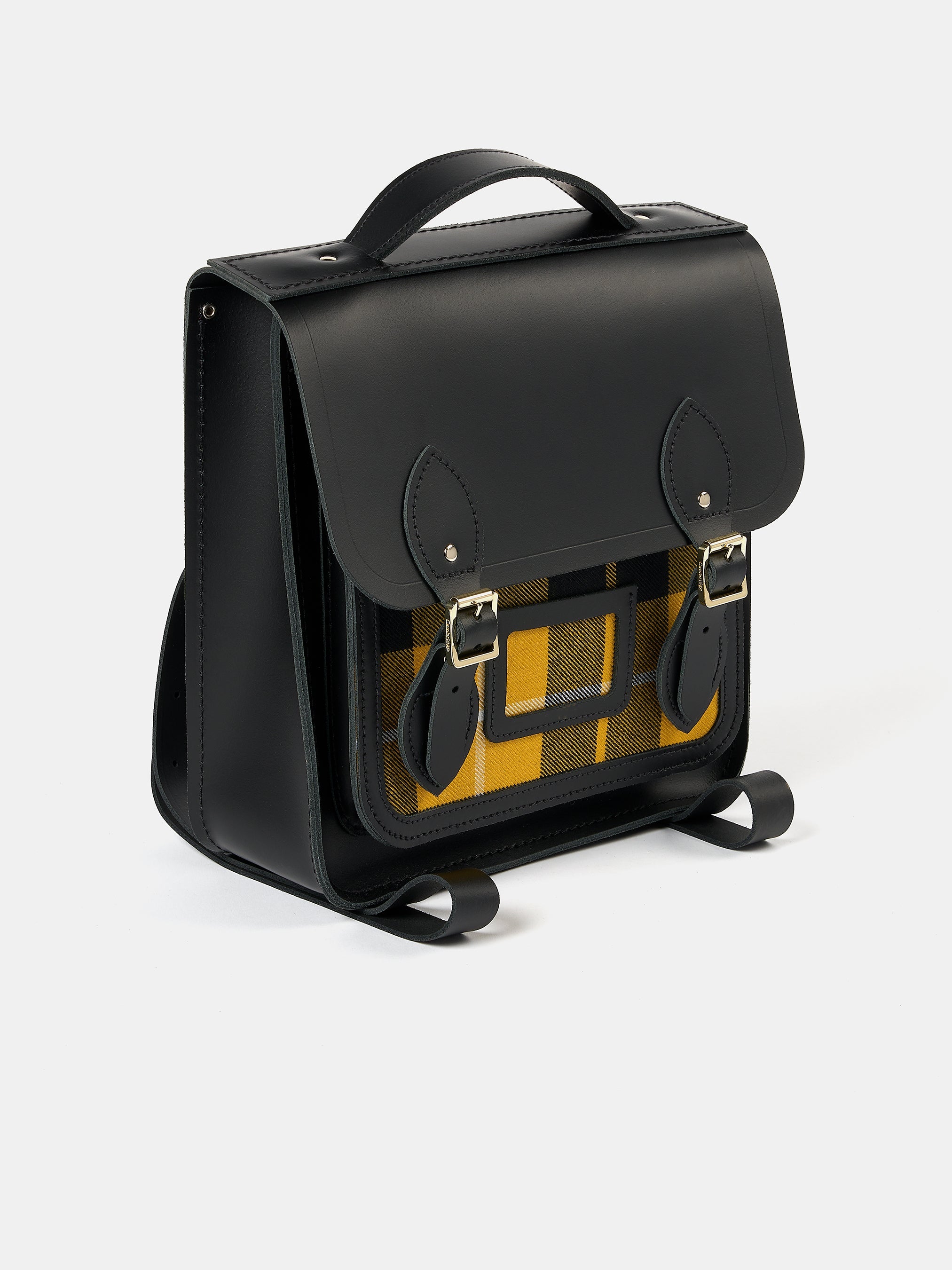 The Small Portrait Backpack - Black with Yellow Tartan