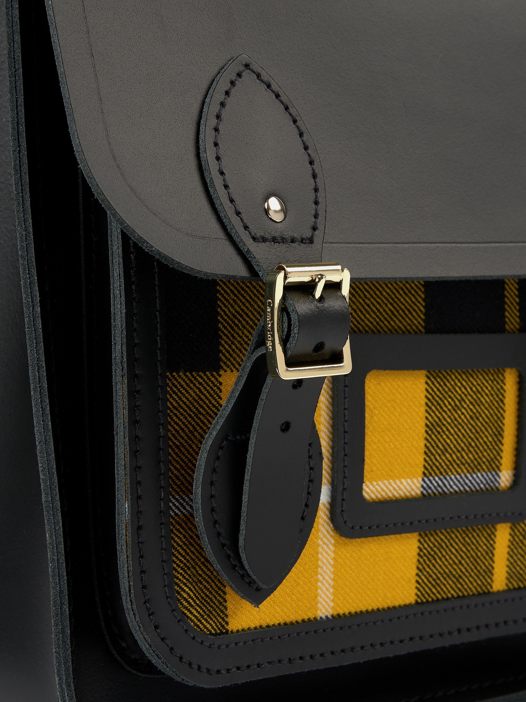 The Small Portrait Backpack - Black with Yellow Tartan