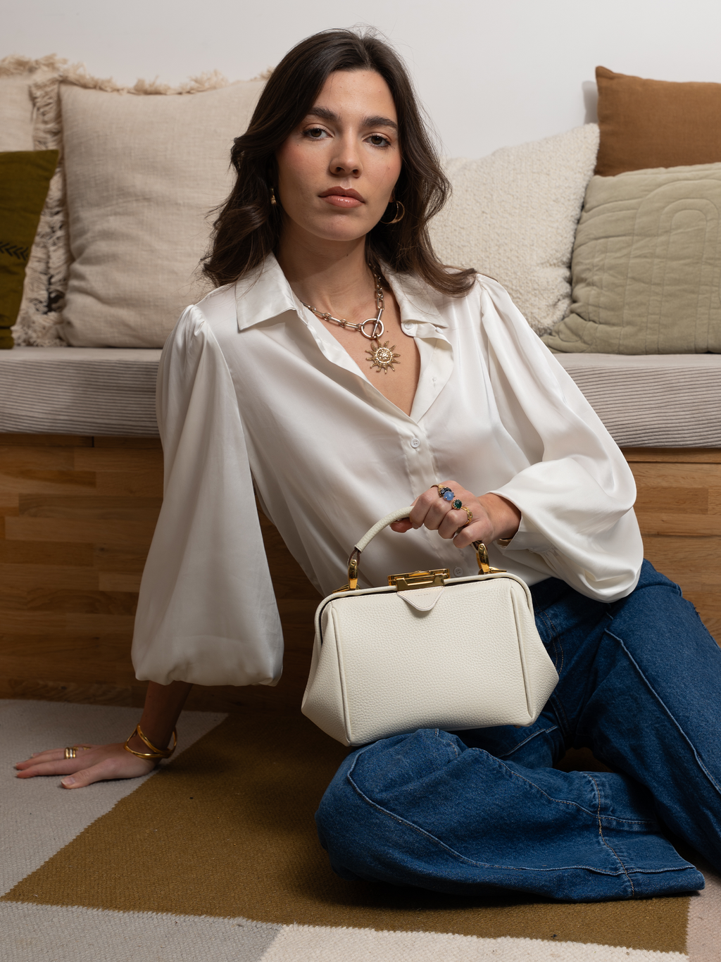 The Mini Sophie - Cream Calf Grain