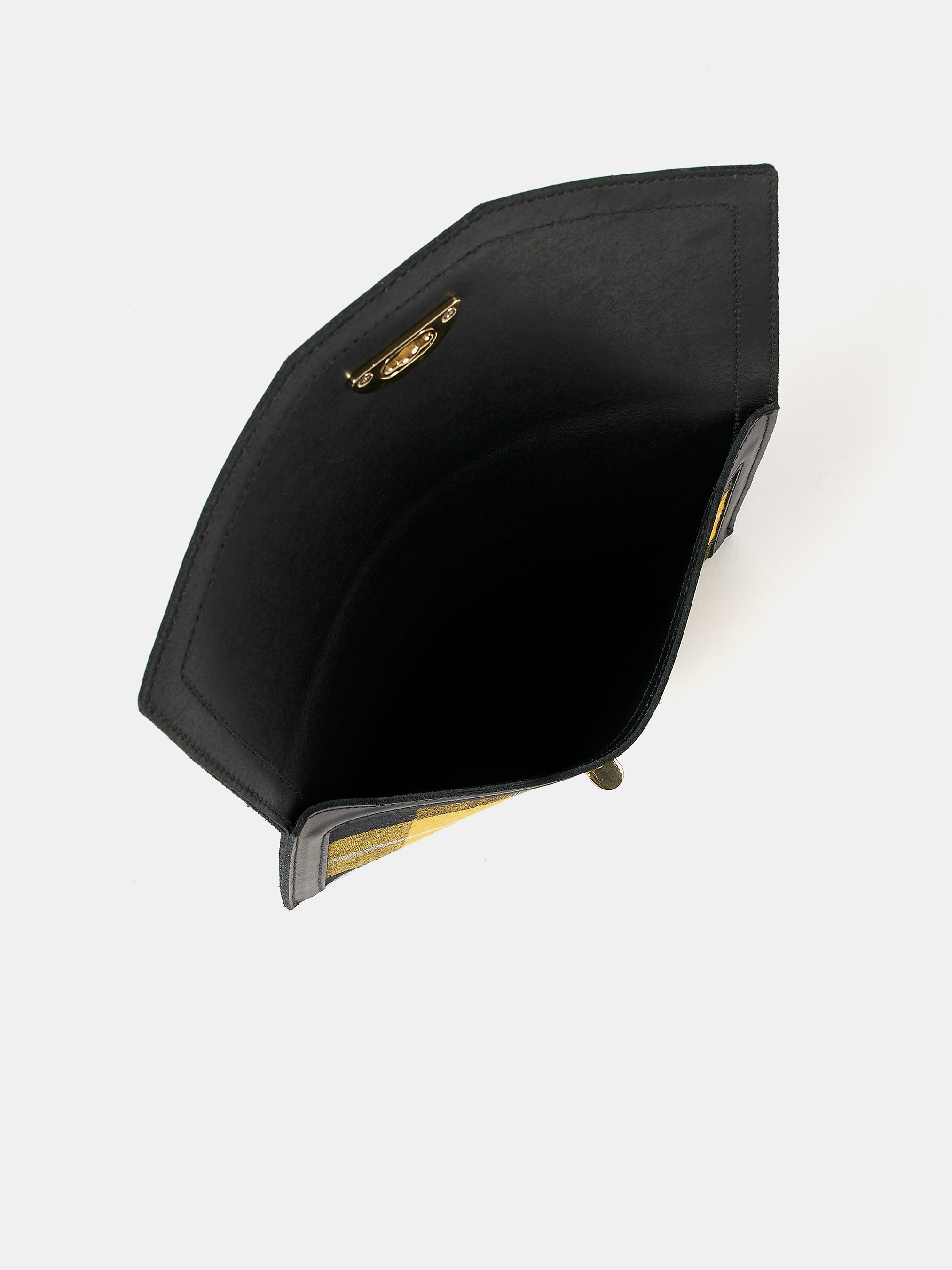 The Twist Lock Pouch - Black with Yellow Tartan
