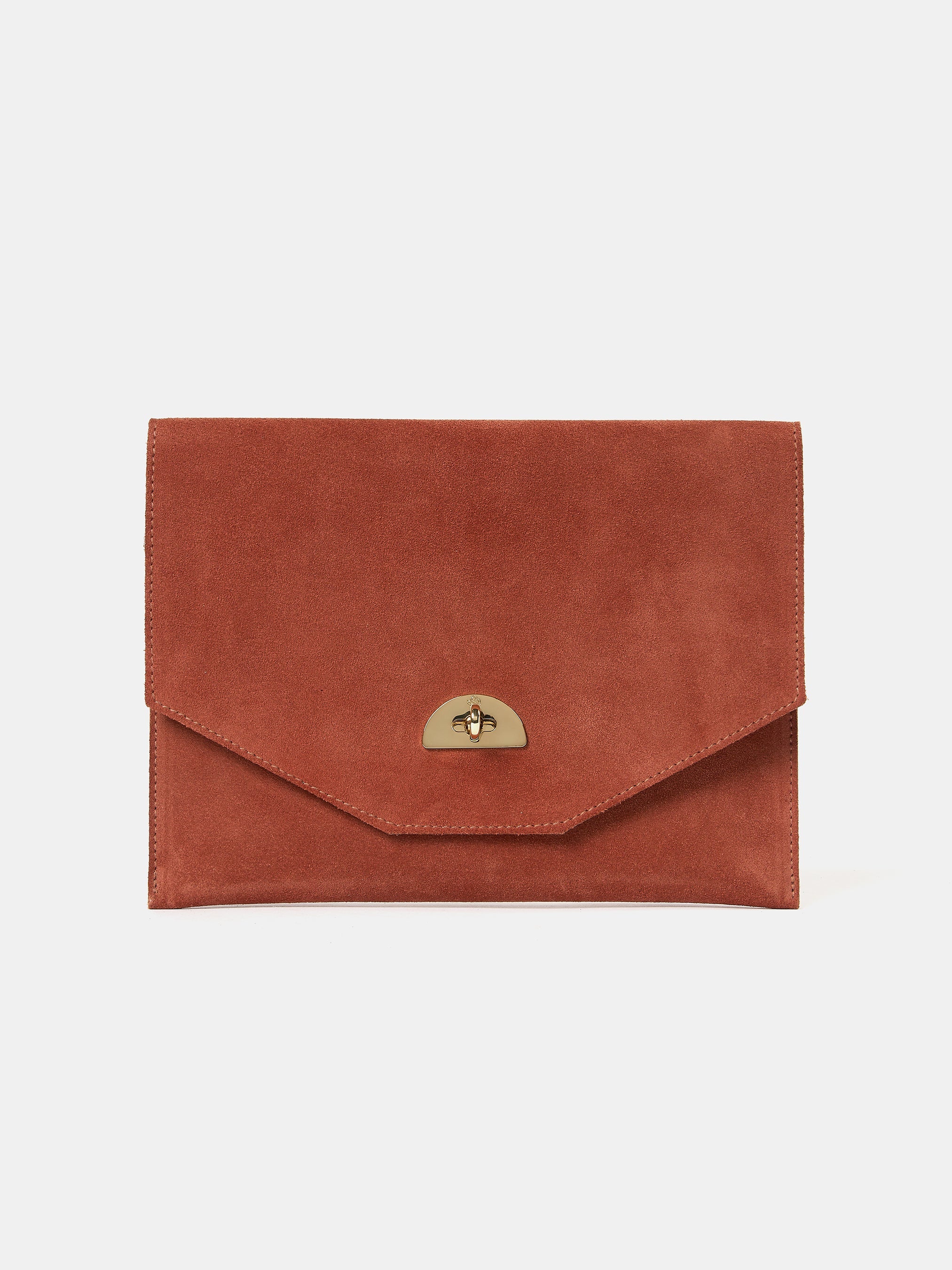 The Twist Lock Pouch - Cinnamon with Suede