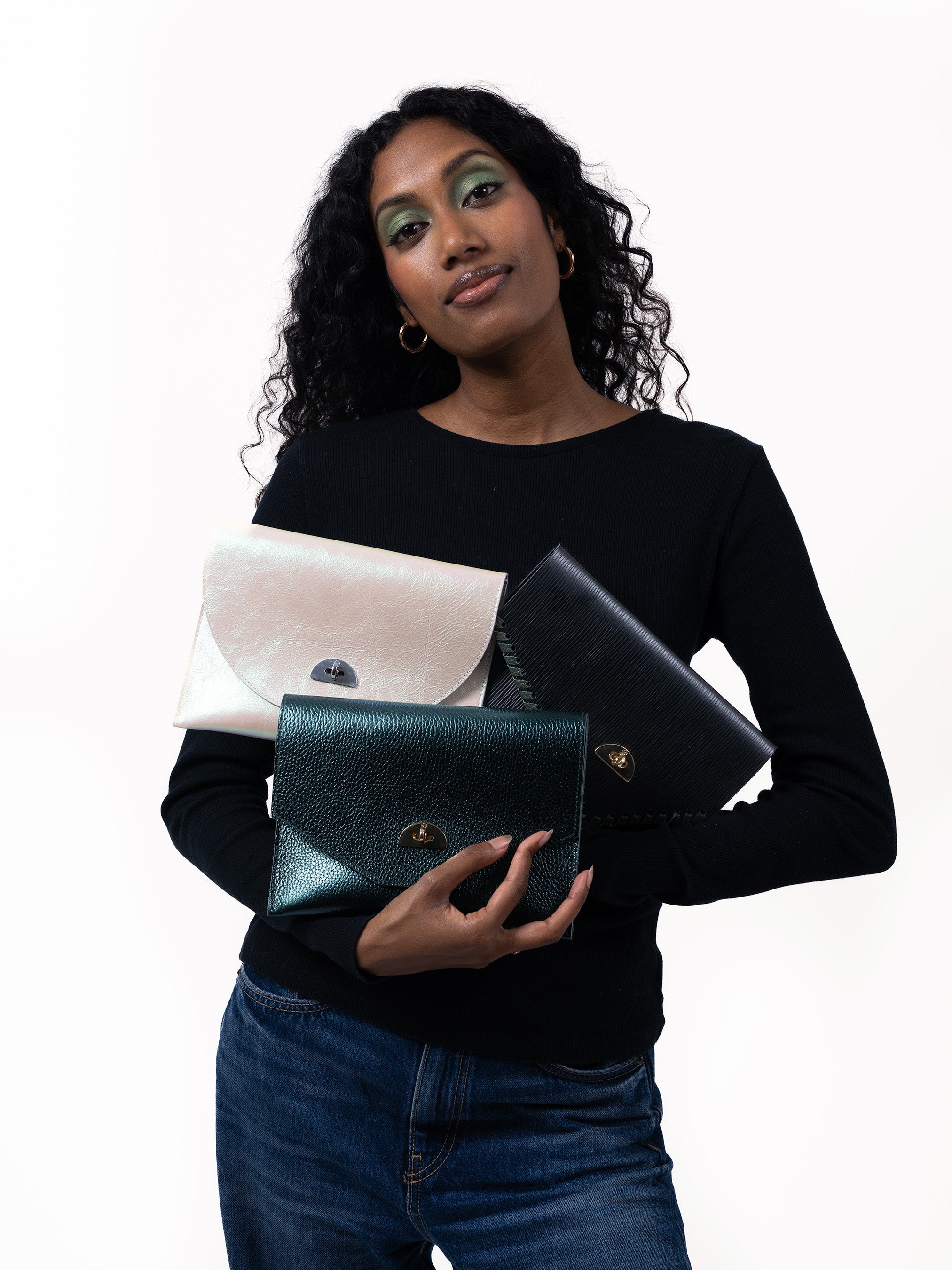 The Twist Lock Pouch - Metallic Emerald