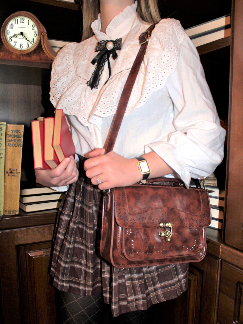 Women's Perforated Messenger Bag