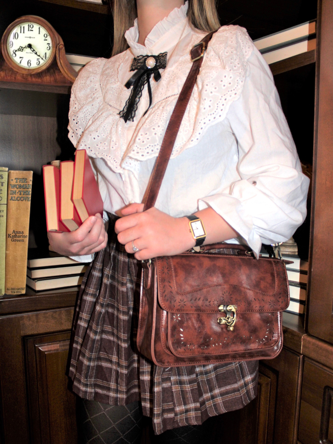 Women's Perforated Messenger Bag